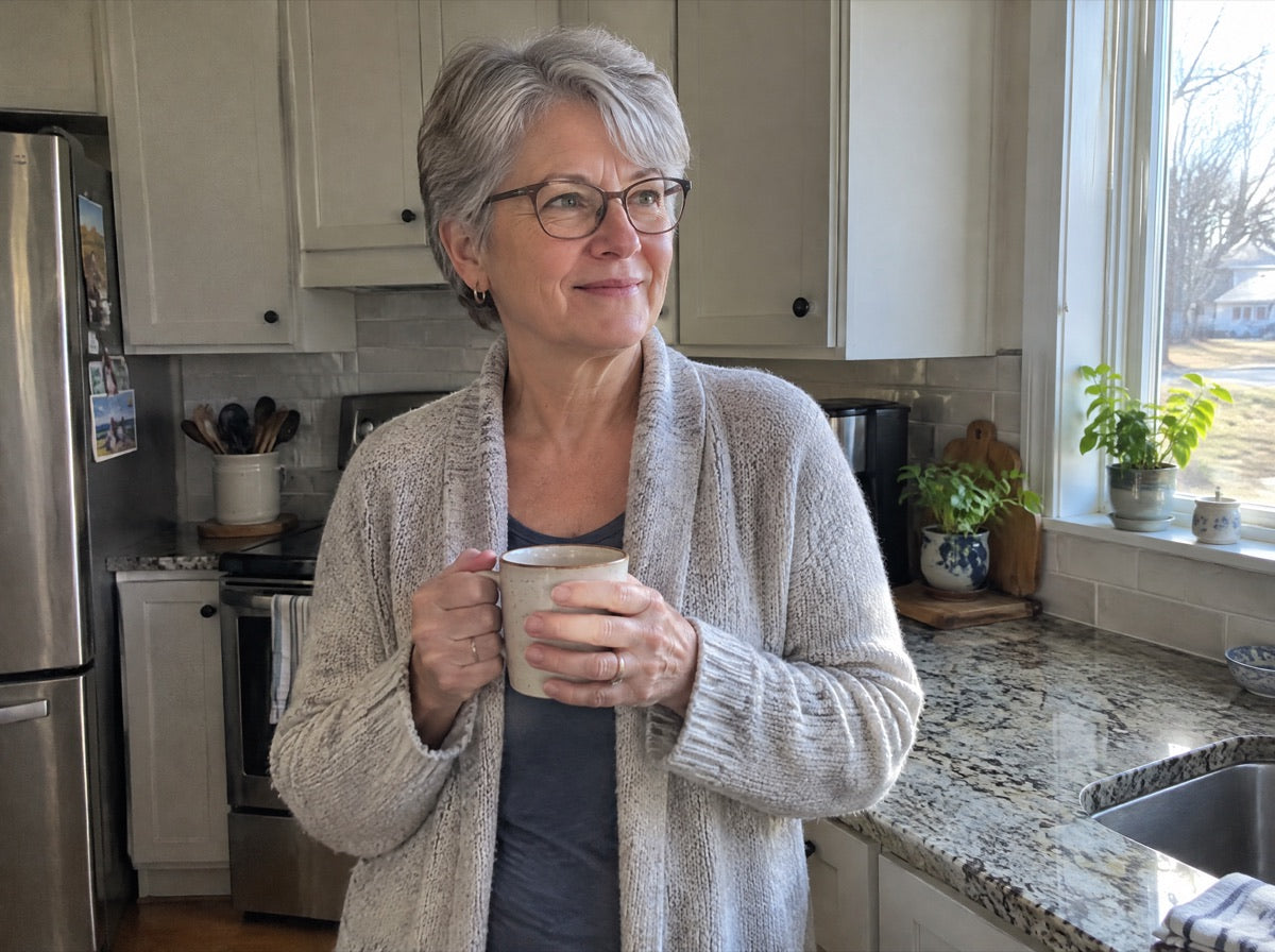 A woman with her morning coffee